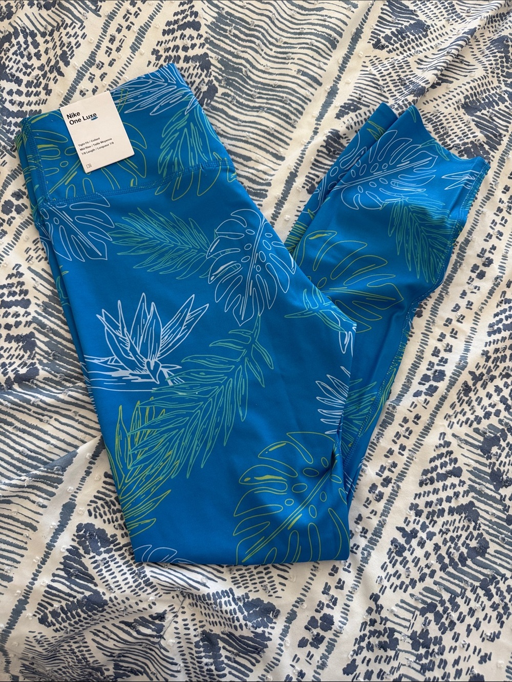 Nike Blue Tropical Leaf Women’s Leggings